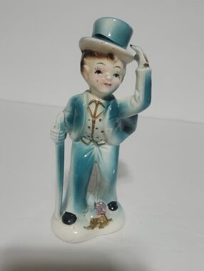 Vintage Arnart Ceramic Tuxedo Boy Figurine Holding Cane